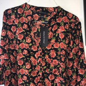 🌹 Rose sheer blouse 3/4 sleeve